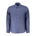 North Sails Blu Linen Men’s Shirt displayed flat, showing lightweight fabric, classic collar, and button-down front.