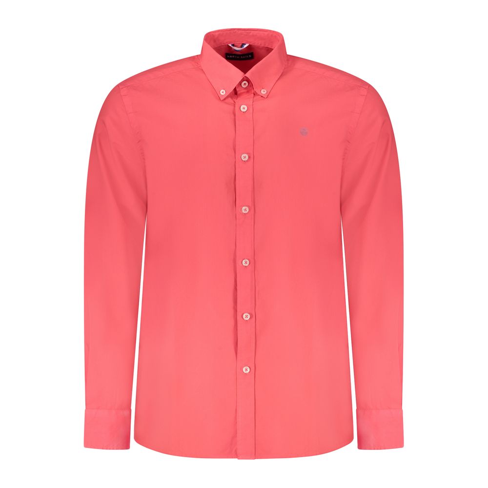 North Sails Rosso cotton men's shirt displayed flat, showing its classic design and red color for casual or smart-casual wear.