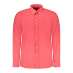 North Sails Rosso cotton men's shirt displayed flat, showing its classic design and red color for casual or smart-casual wear.