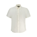 North Sails Bianco Linen men's shirt displayed on a hanger, featuring a classic collar and lightweight linen fabric.