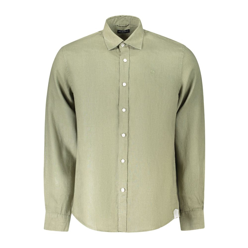North Sails Verde Linen Men’s Shirt displayed flat, featuring a classic collar, button front, and lightweight linen fabric.