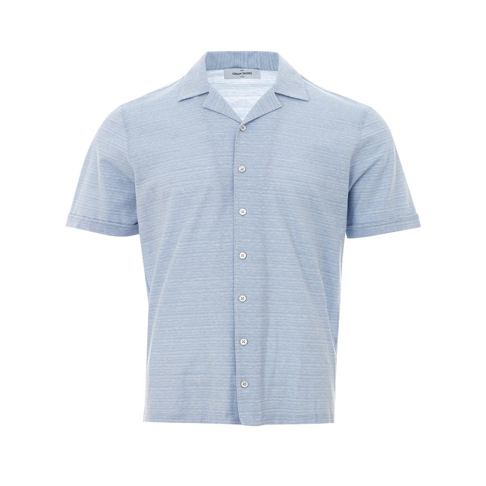 Gran Sasso Blue Linen And Cotton Shortsleeve Gran Sasso
