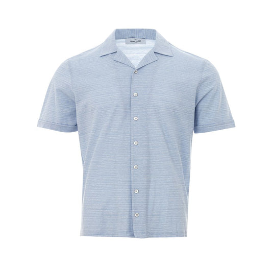Gran Sasso Blue Linen And Cotton Shortsleeve Gran Sasso