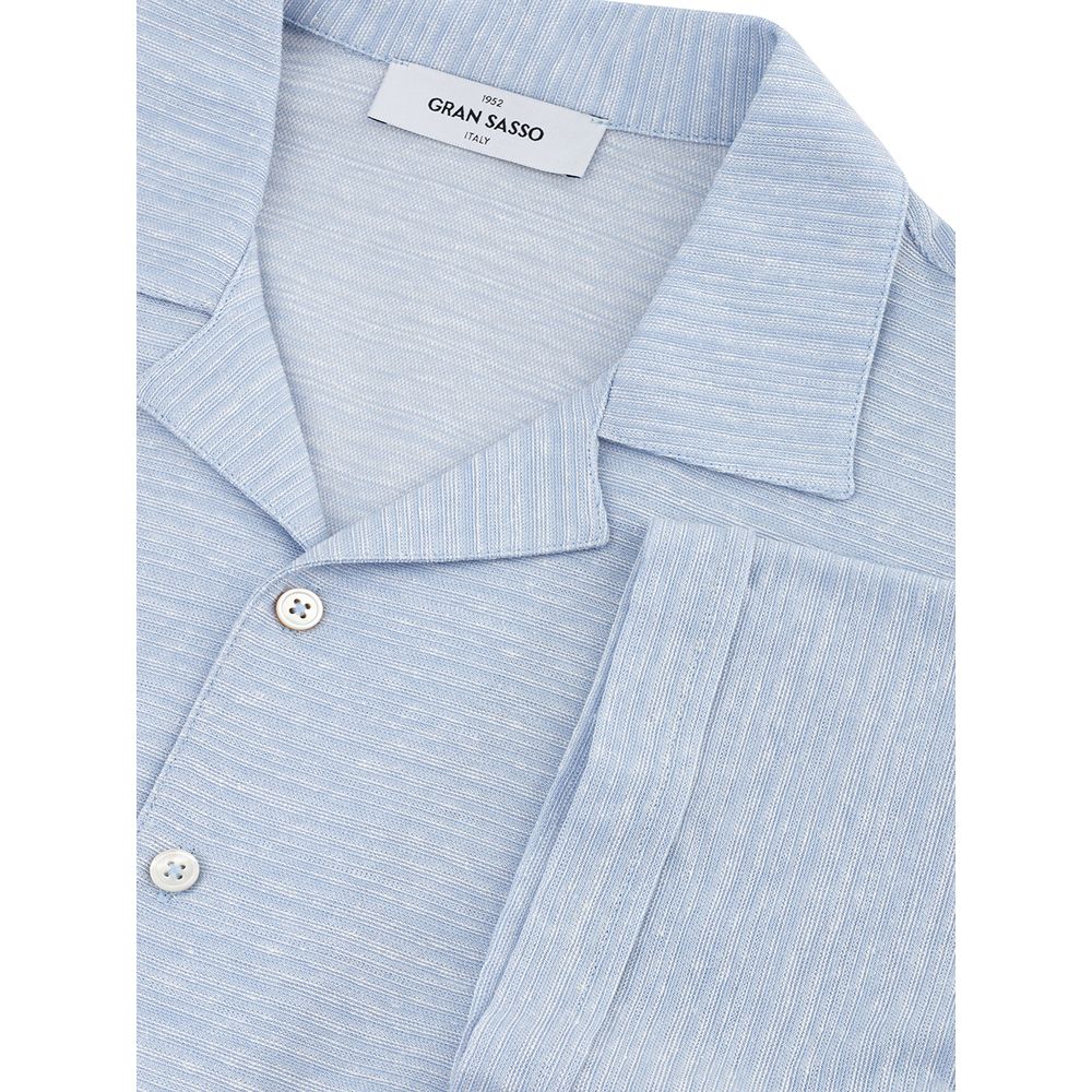 Gran Sasso Blue Linen And Cotton Shortsleeve Gran Sasso