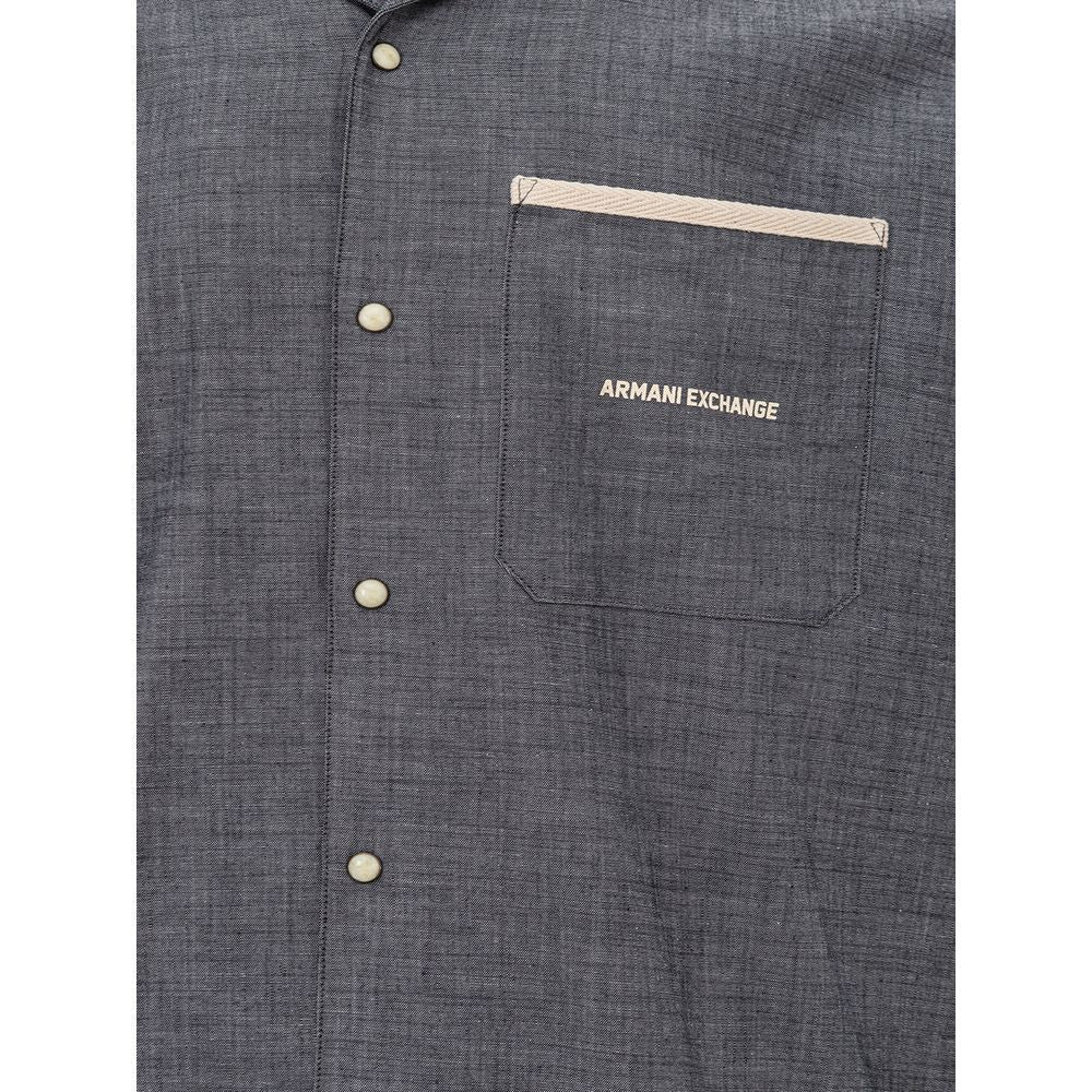 Armani Exchange Blue Cotton Shirt Armani Exchange