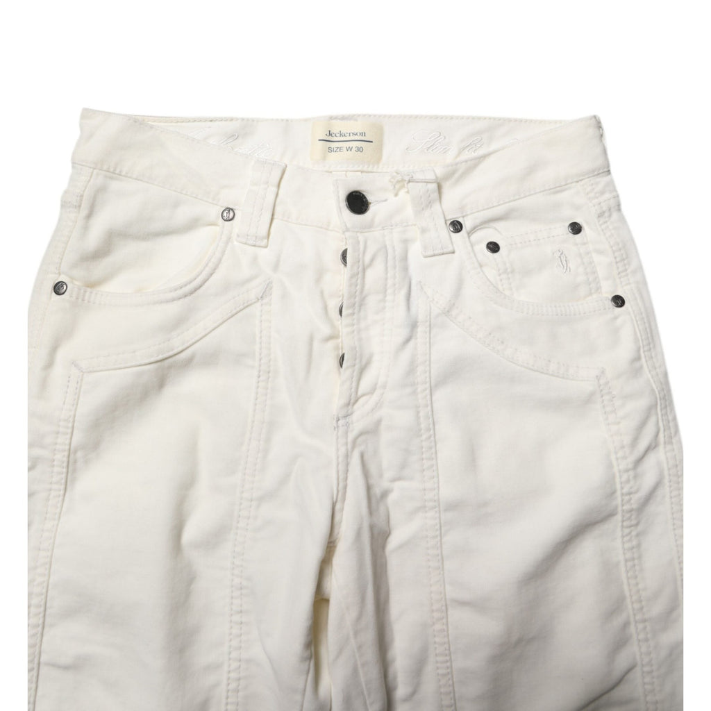 Jeckerson White Cotton Stretch Straight Fit Men Denim Jeans