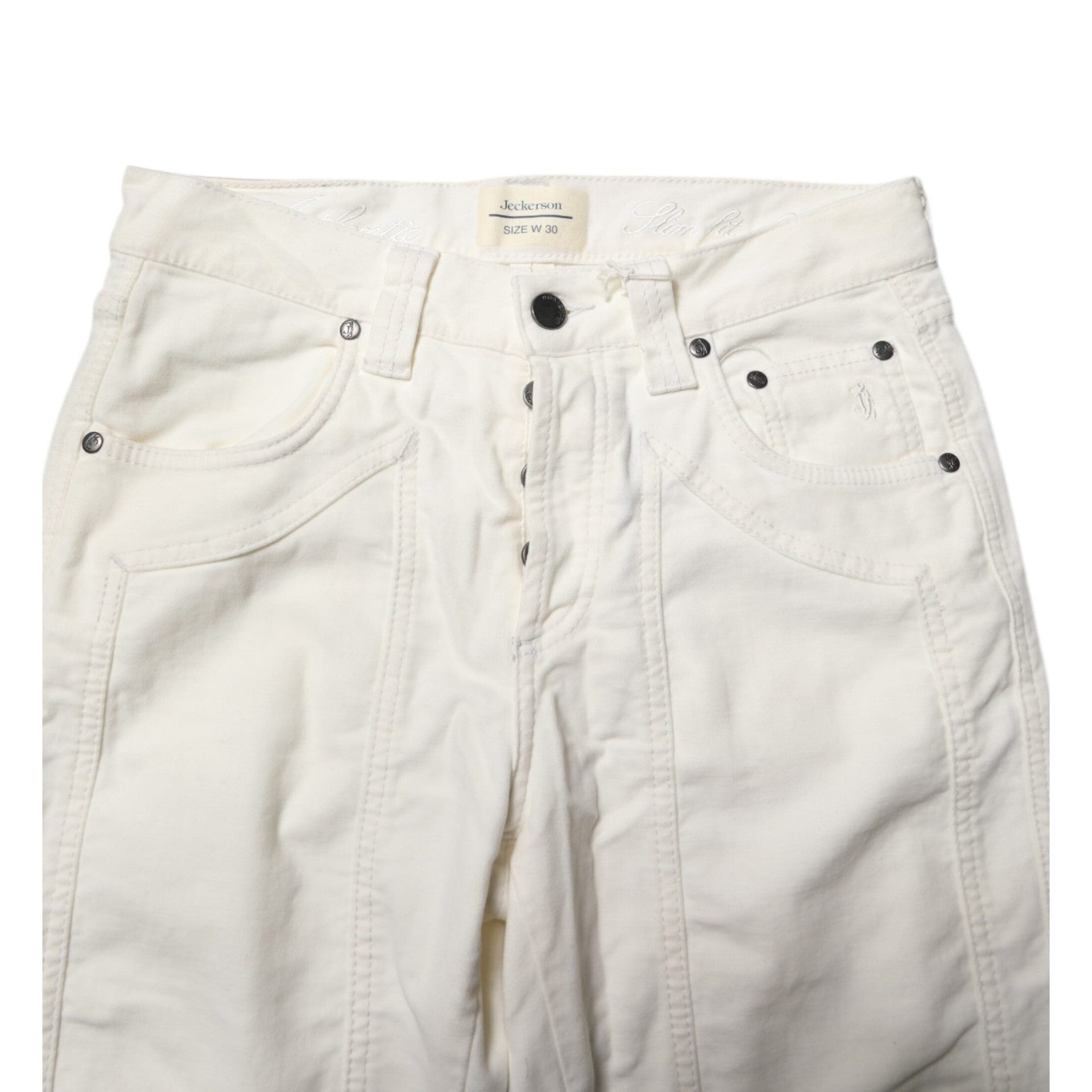 Jeckerson White Cotton Stretch Straight Fit Men Denim Jeans
