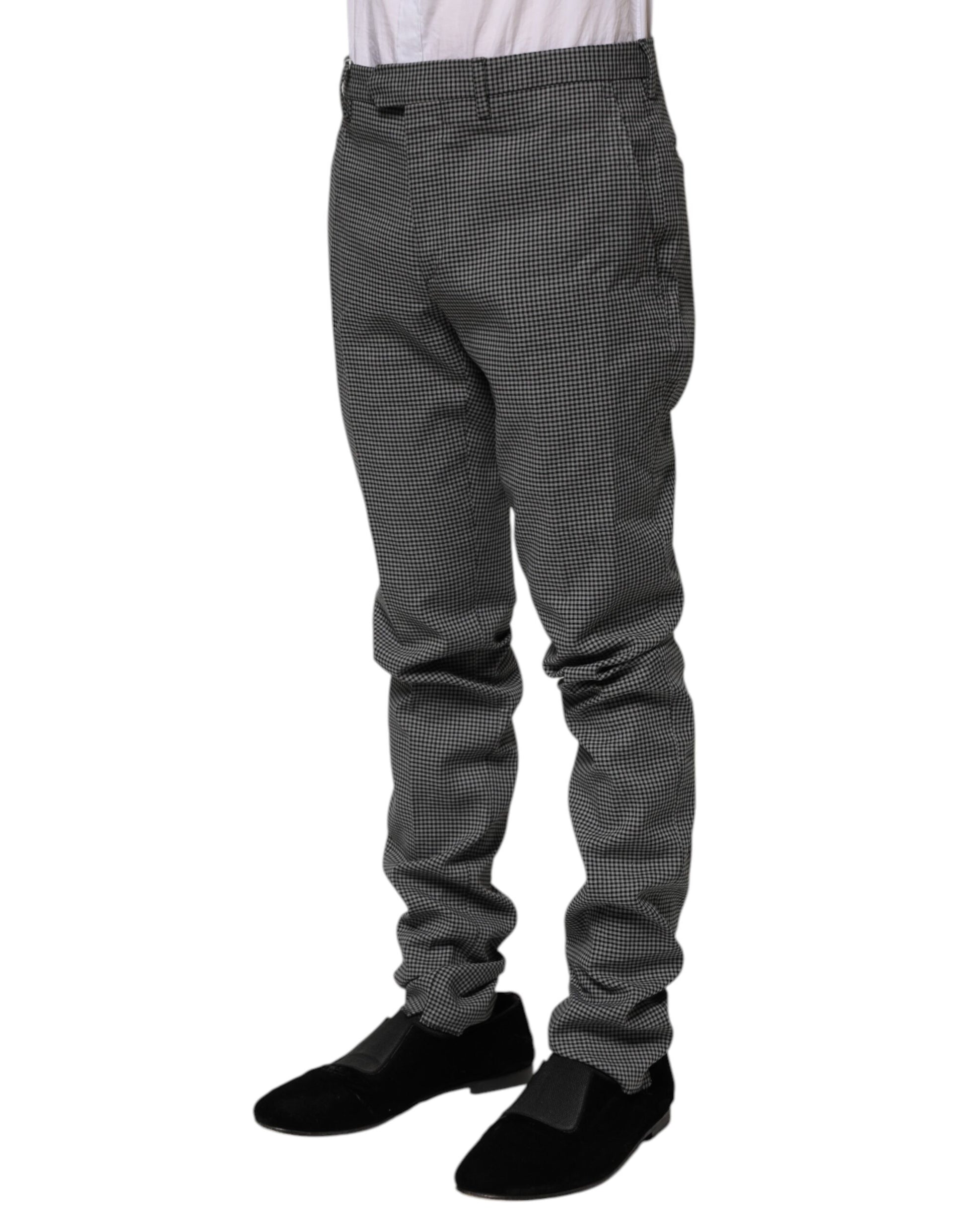 BENCIVENGA Black White Checkered Tapered Dress Pants BENCIVENGA