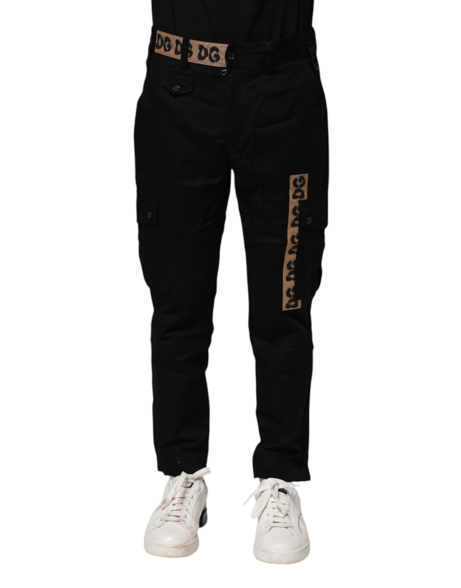 Dolce & Gabbana Black Cotton Cargo Casual Pants Dolce & Gabbana
