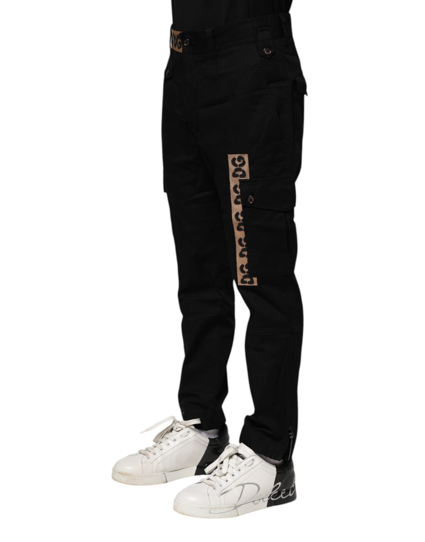 Dolce & Gabbana Black Cotton Cargo Casual Pants Dolce & Gabbana