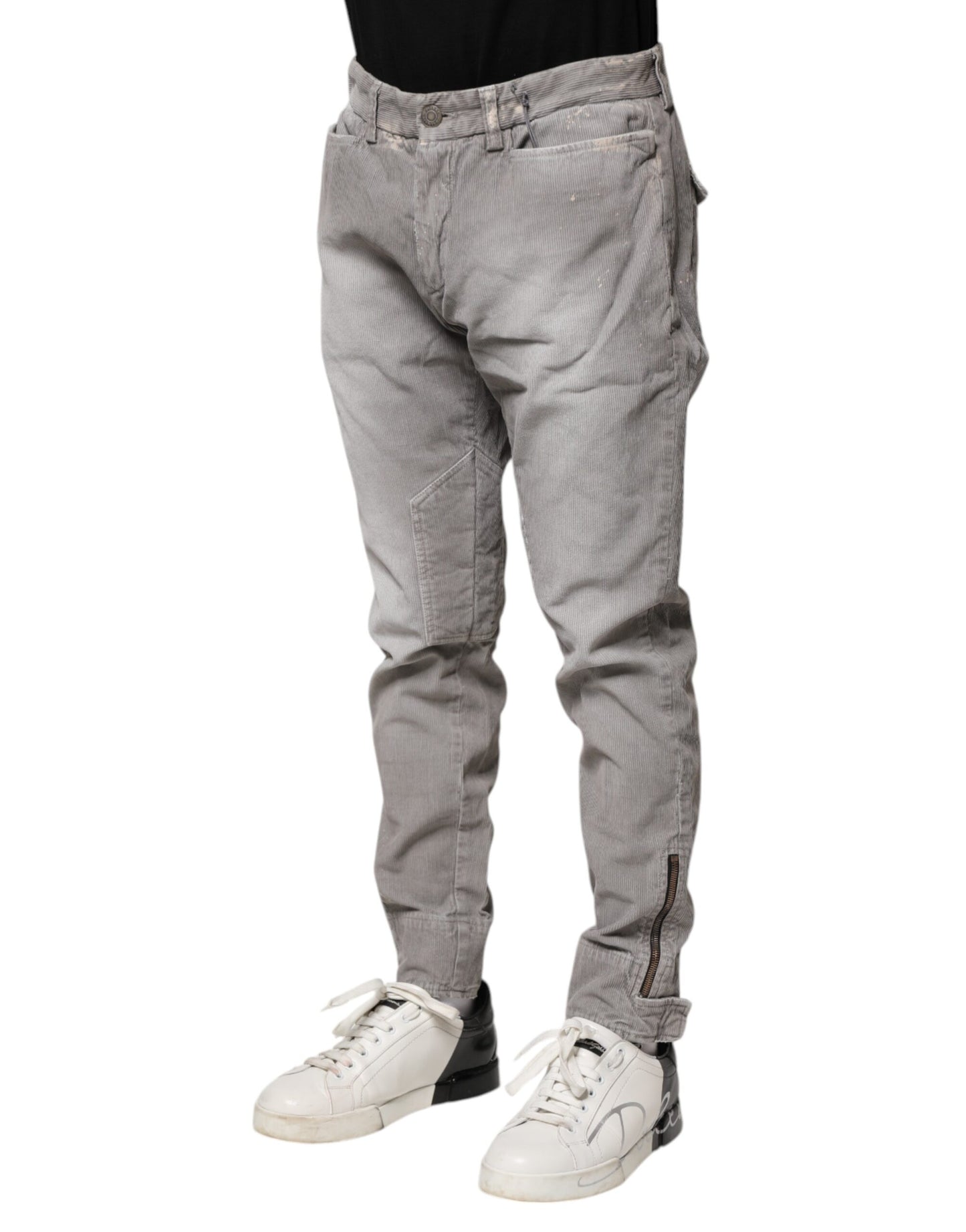 Balmain Light Gray Washed Skinny Fit Men Denim Jeans Balmain