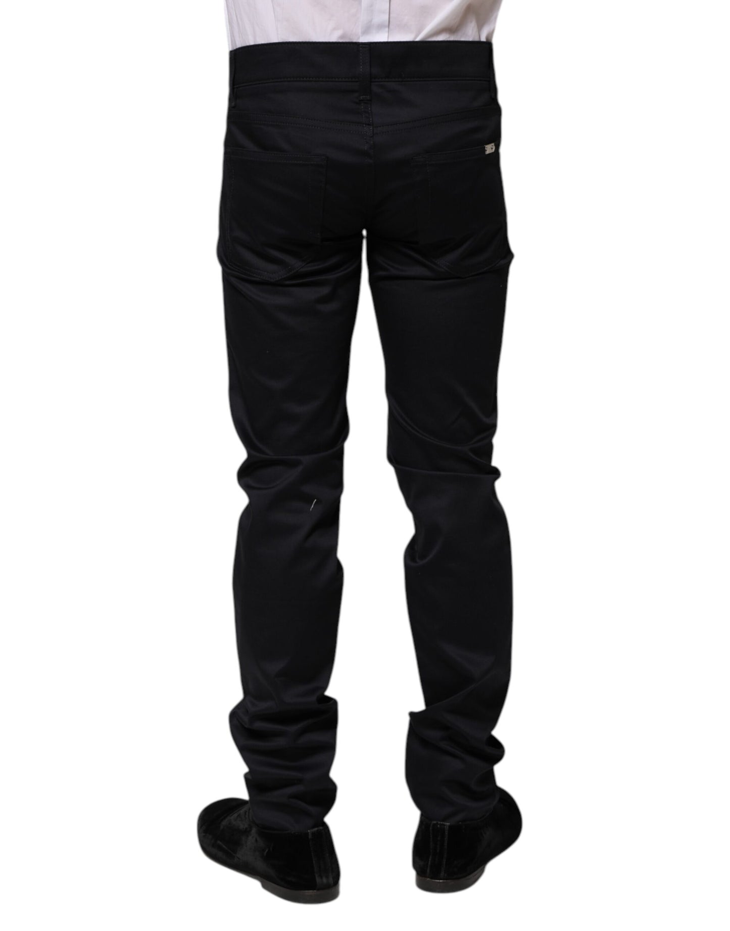 Dolce & Gabbana Black Cotton Skinny Mid Waist Pants Dolce & Gabbana