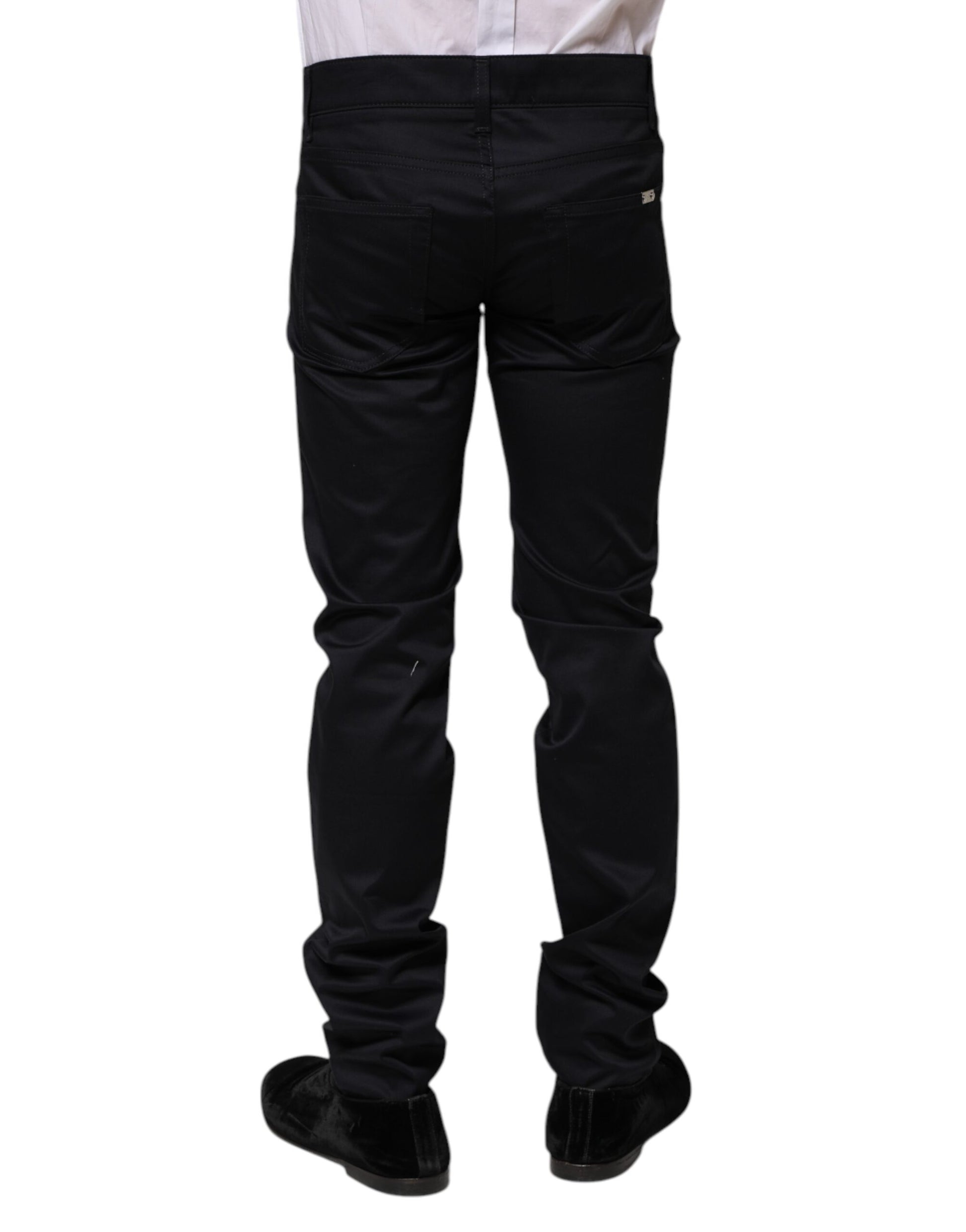 Dolce & Gabbana Black Cotton Skinny Mid Waist Pants Dolce & Gabbana
