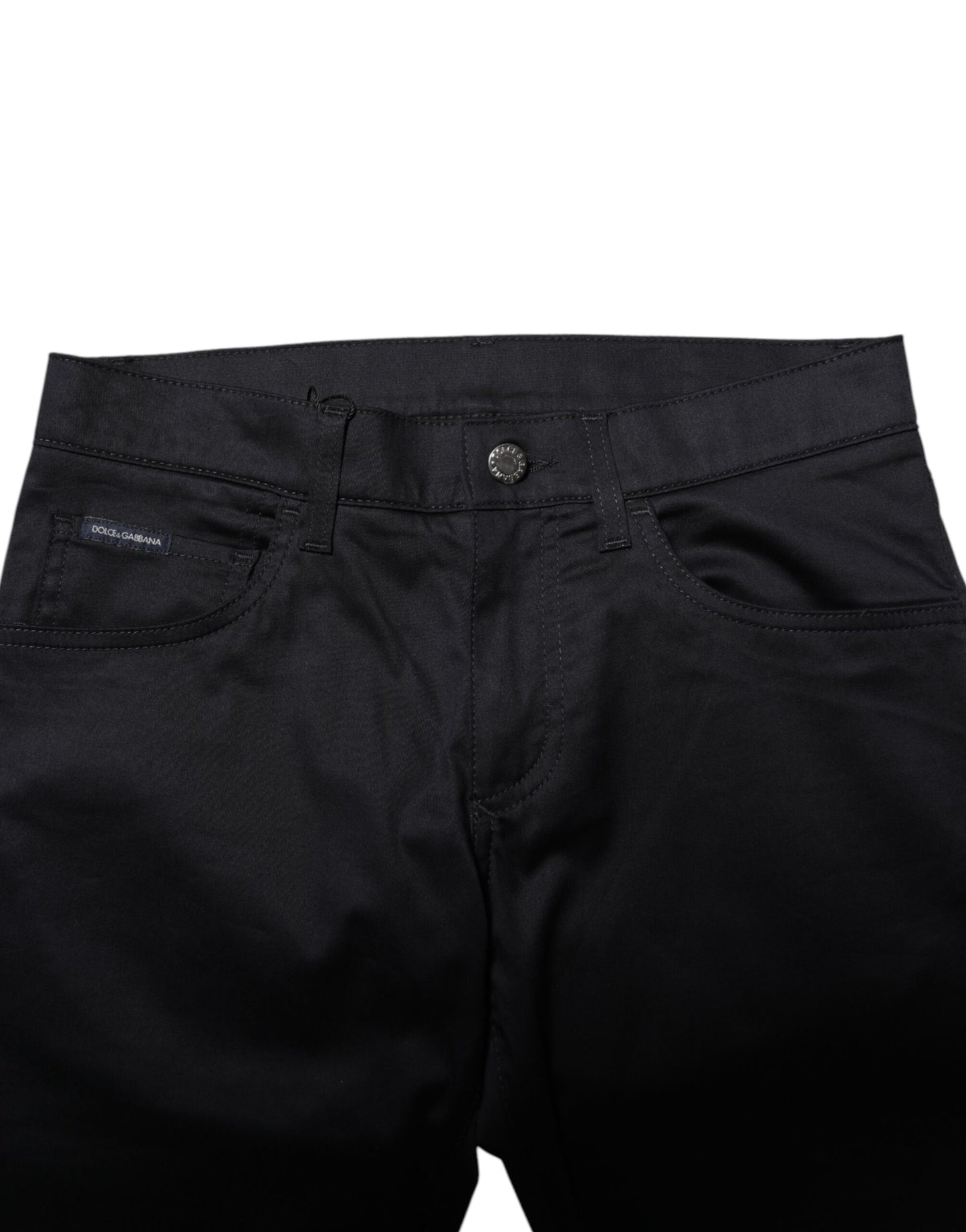 Dolce & Gabbana Black Cotton Skinny Mid Waist Pants Dolce & Gabbana