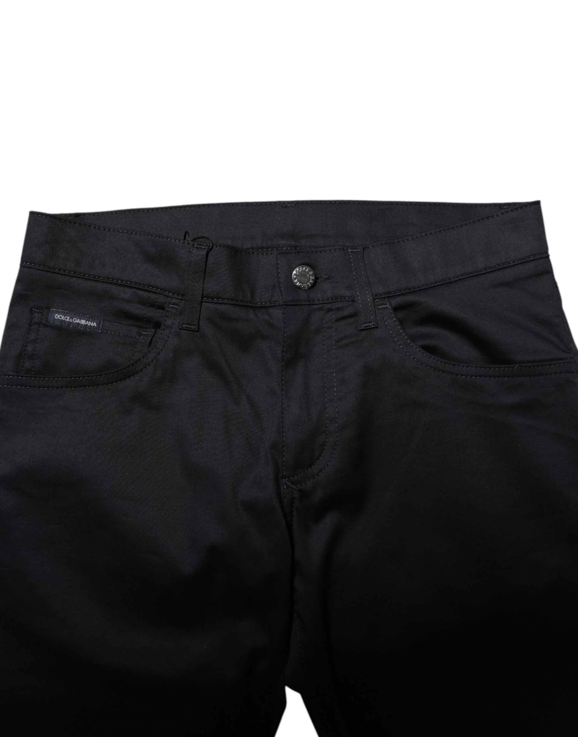 Dolce & Gabbana Black Cotton Skinny Mid Waist Pants Dolce & Gabbana