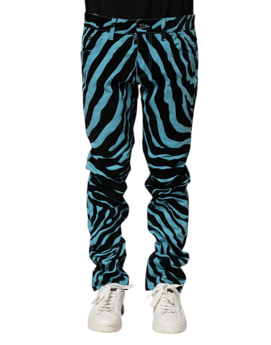 Dolce & Gabbana Blue Black Stripes Skinny Denim Jeans Dolce & Gabbana