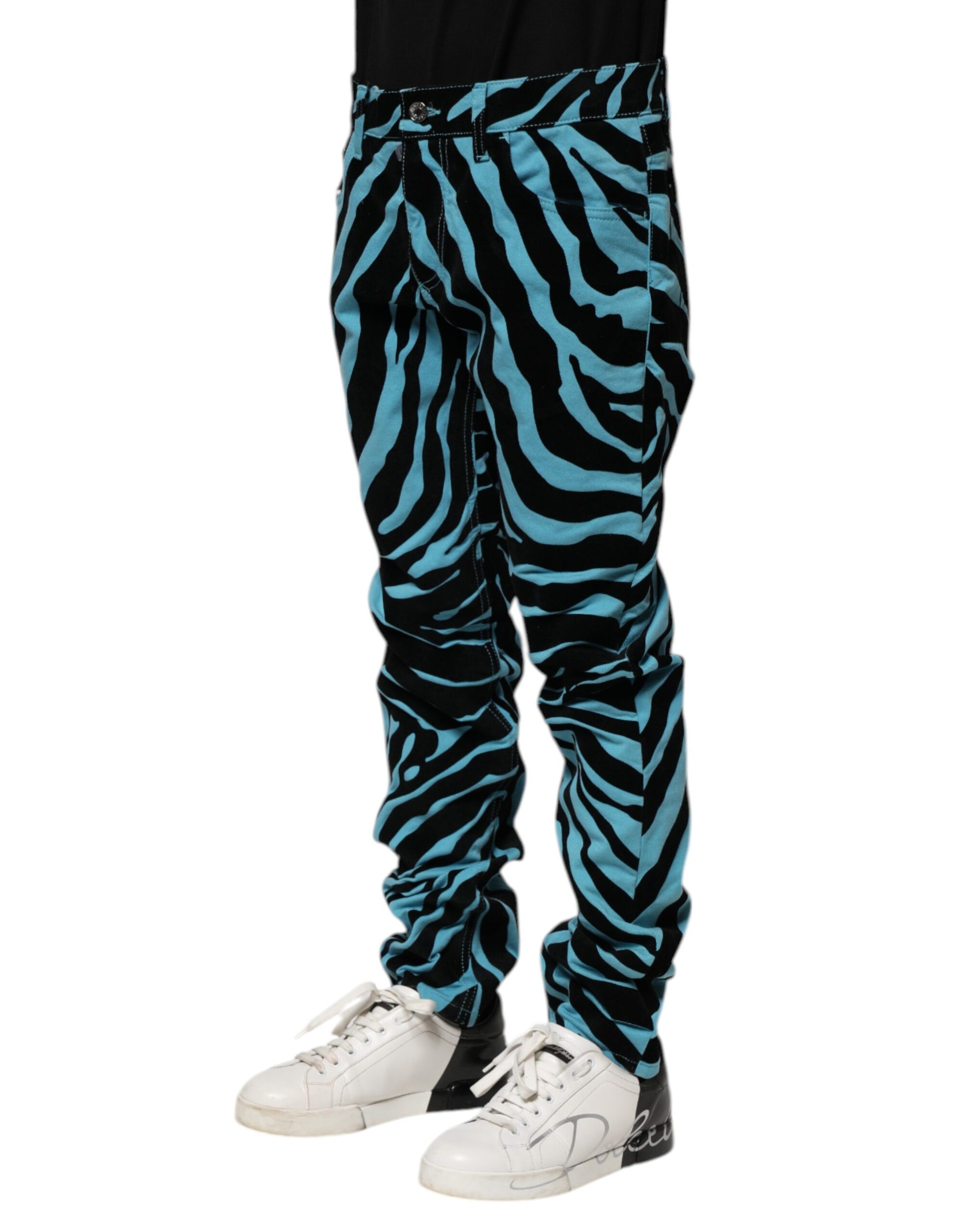 Dolce & Gabbana Blue Black Stripes Skinny Denim Jeans Dolce & Gabbana