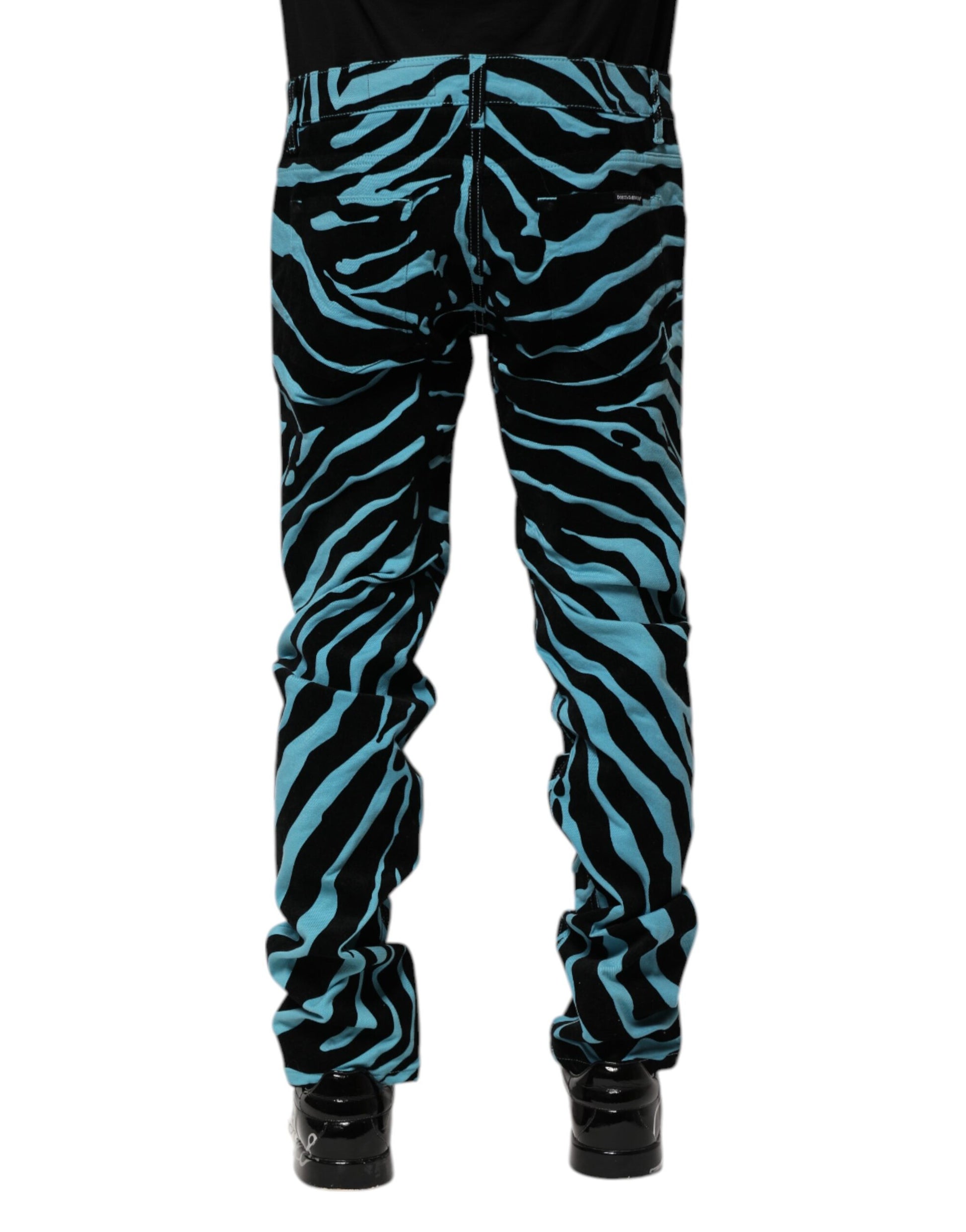 Dolce & Gabbana Blue Black Stripes Skinny Denim Jeans Dolce & Gabbana