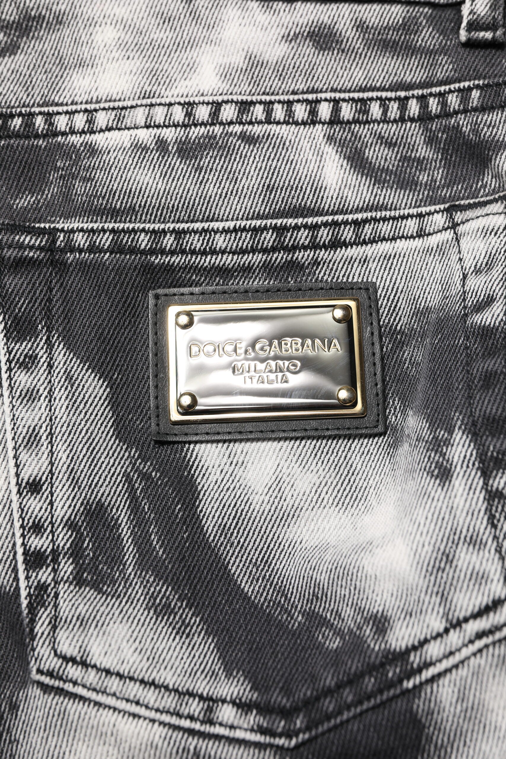 Dolce & Gabbana Black Tie Dye Straight Denim Jeans Dolce & Gabbana