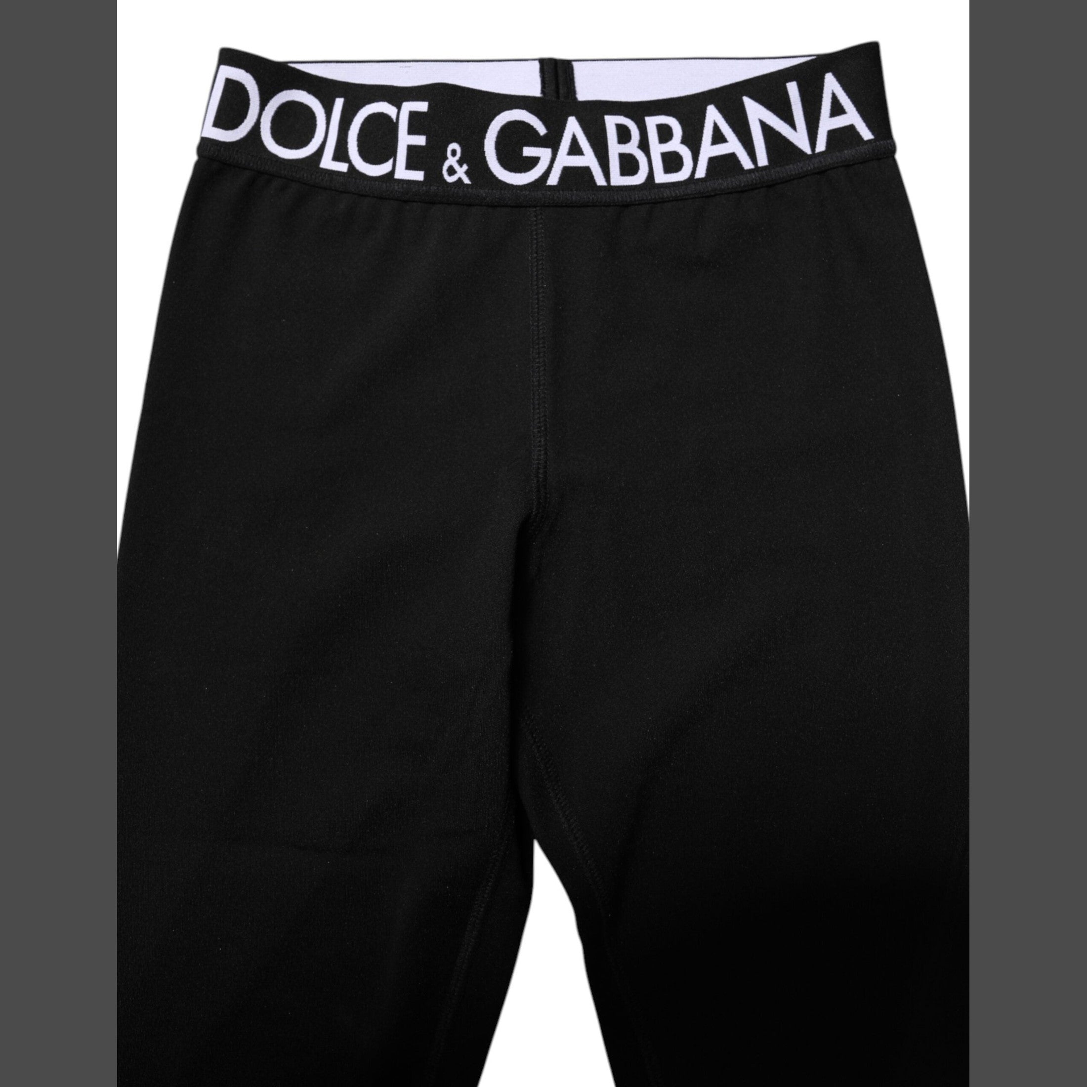 Dolce & Gabbana Black Silver Nylon Skinny Men Leggings Pants