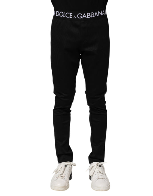 Dolce & Gabbana Black Nylon Skinny Men Jogger Pants Dolce & Gabbana
