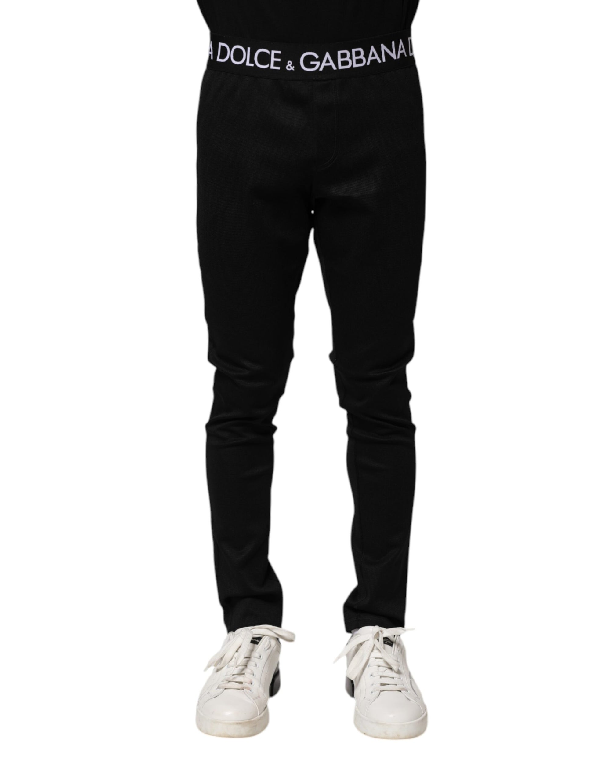 Dolce & Gabbana Black Nylon Skinny Men Jogger Pants Dolce & Gabbana