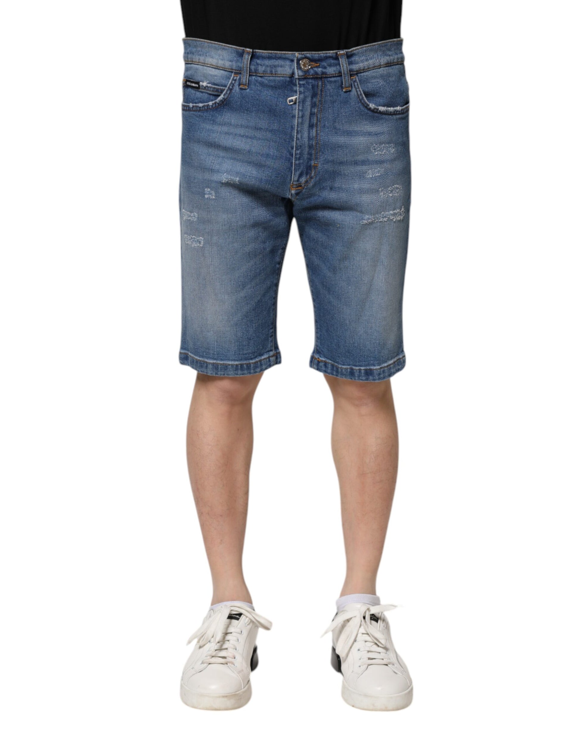 Dolce & Gabbana Blue Cotton Stretch Men Denim Bermuda Shorts Dolce & Gabbana