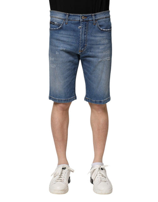 Dolce & Gabbana Blue Cotton Stretch Men Denim Bermuda Shorts Dolce & Gabbana