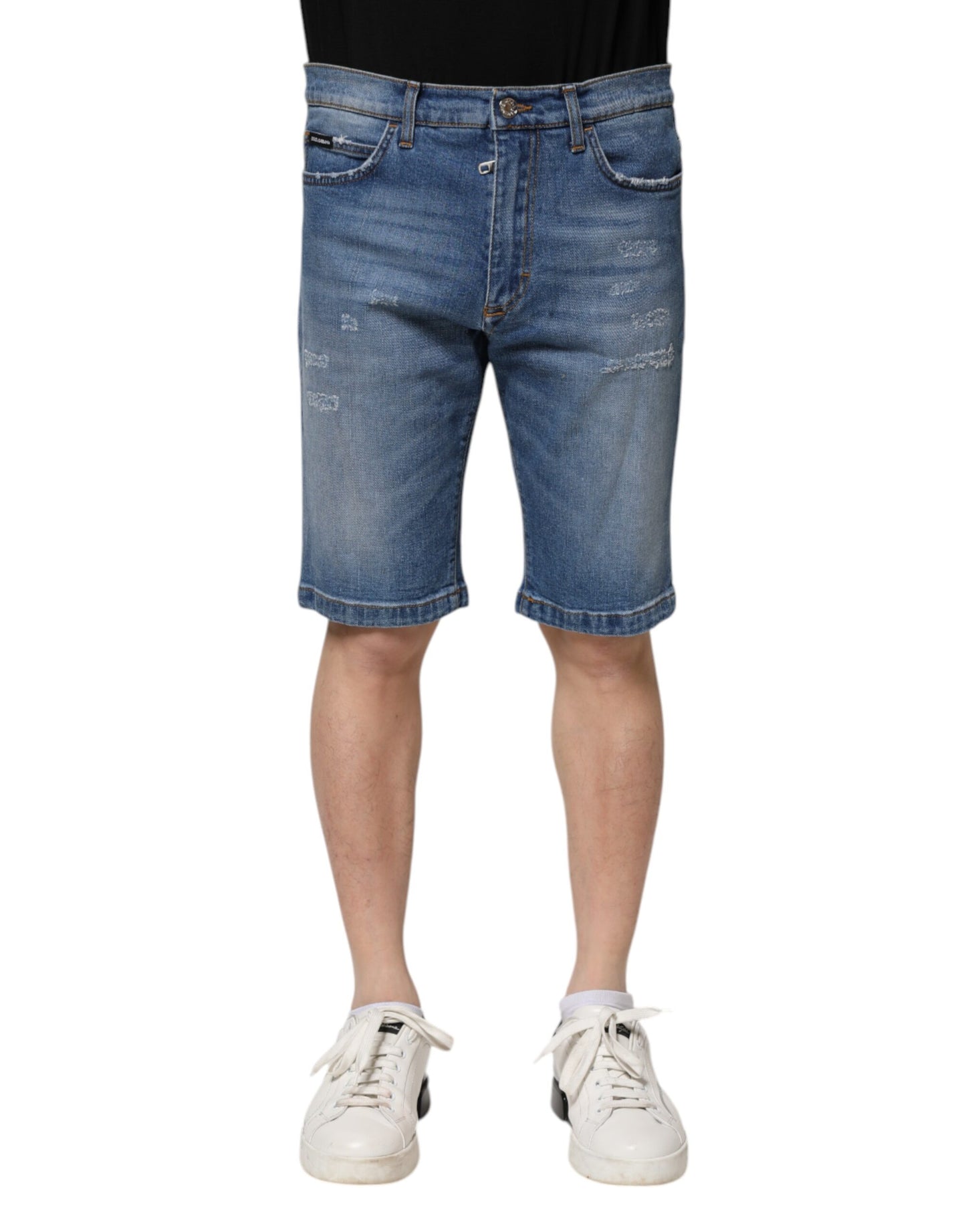 Dolce & Gabbana Blue Cotton Stretch Men Denim Bermuda Shorts Dolce & Gabbana