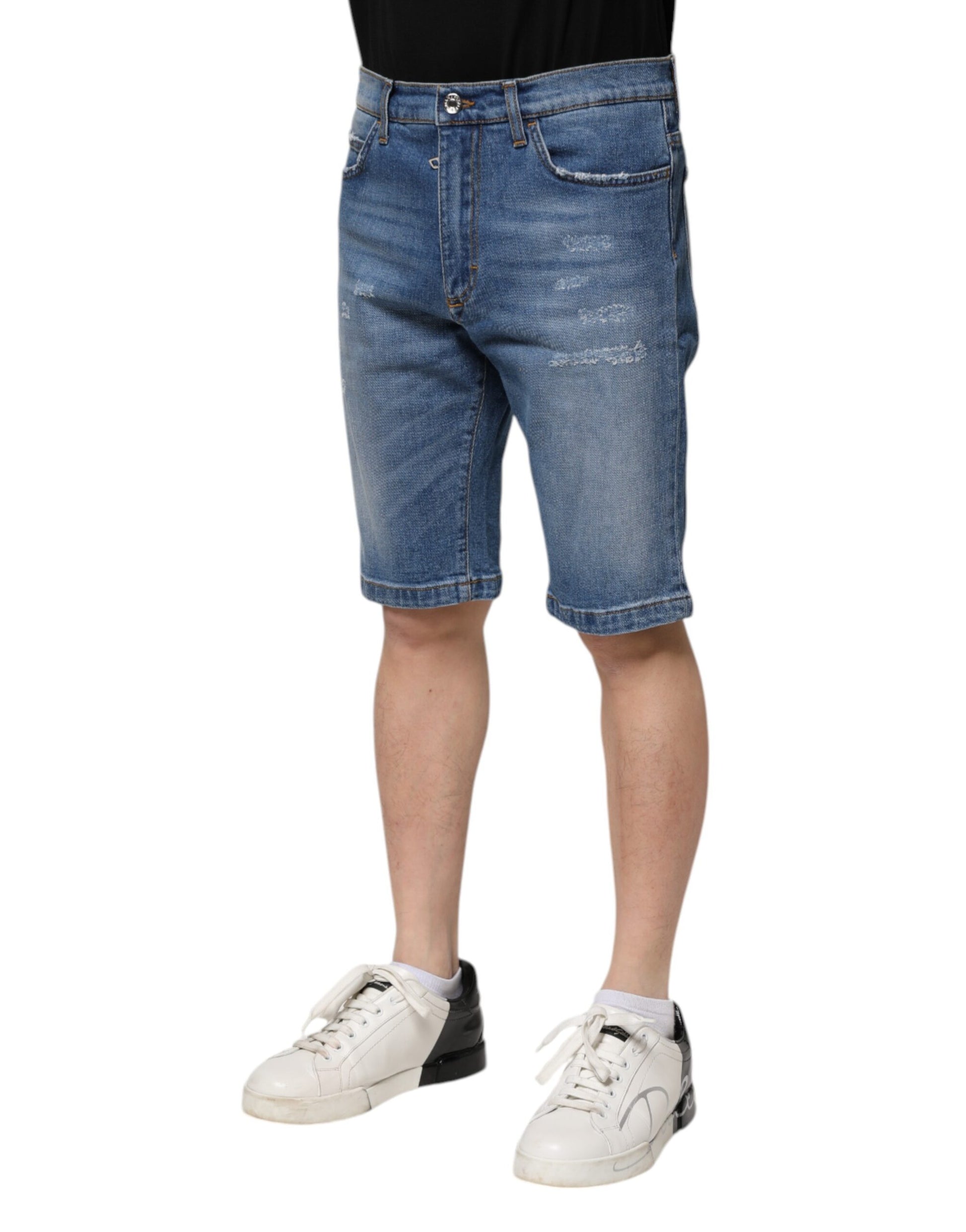 Dolce & Gabbana Blue Cotton Stretch Men Denim Bermuda Shorts Dolce & Gabbana