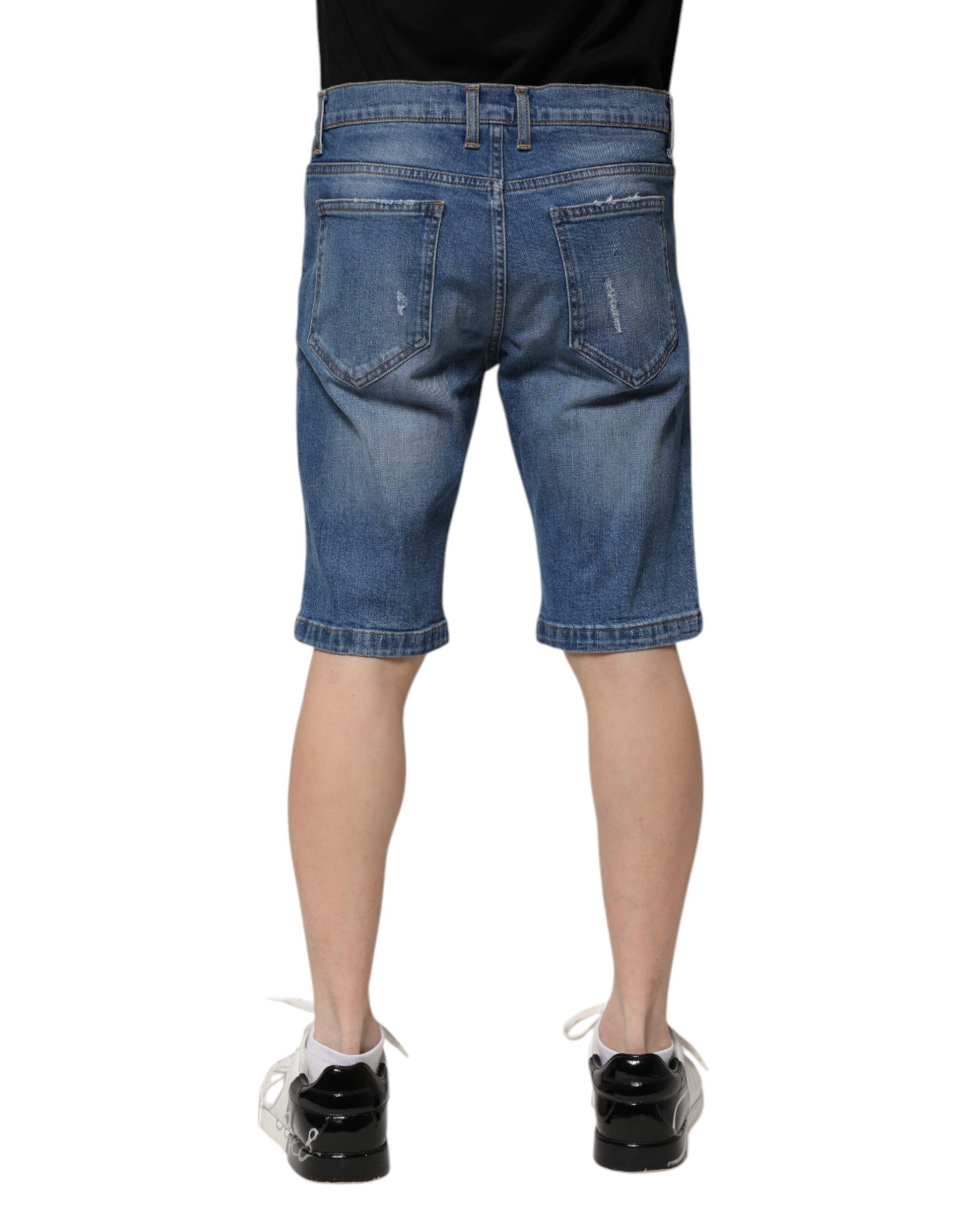 Dolce & Gabbana Blue Cotton Stretch Men Denim Bermuda Shorts Dolce & Gabbana