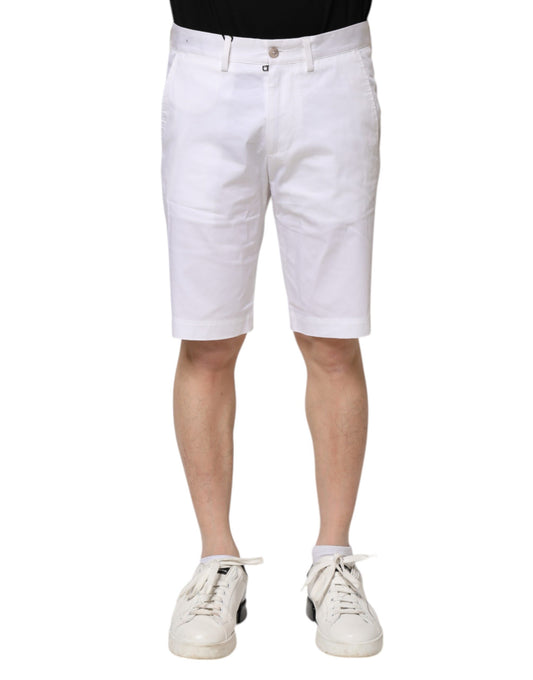 Dolce & Gabbana White Cotton Stretch Men Denim Bermuda Shorts Dolce & Gabbana