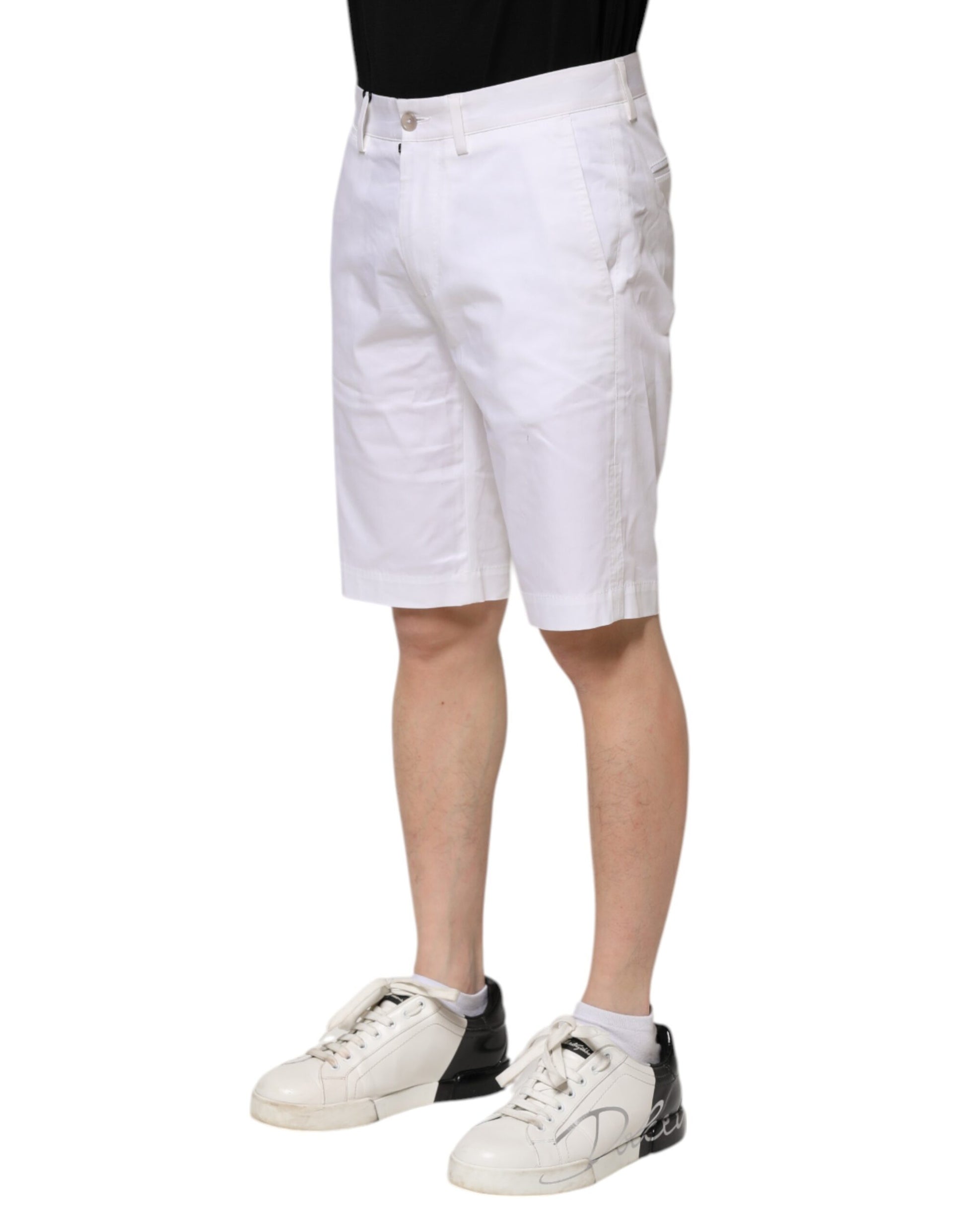 Dolce & Gabbana White Cotton Stretch Men Denim Bermuda Shorts Dolce & Gabbana