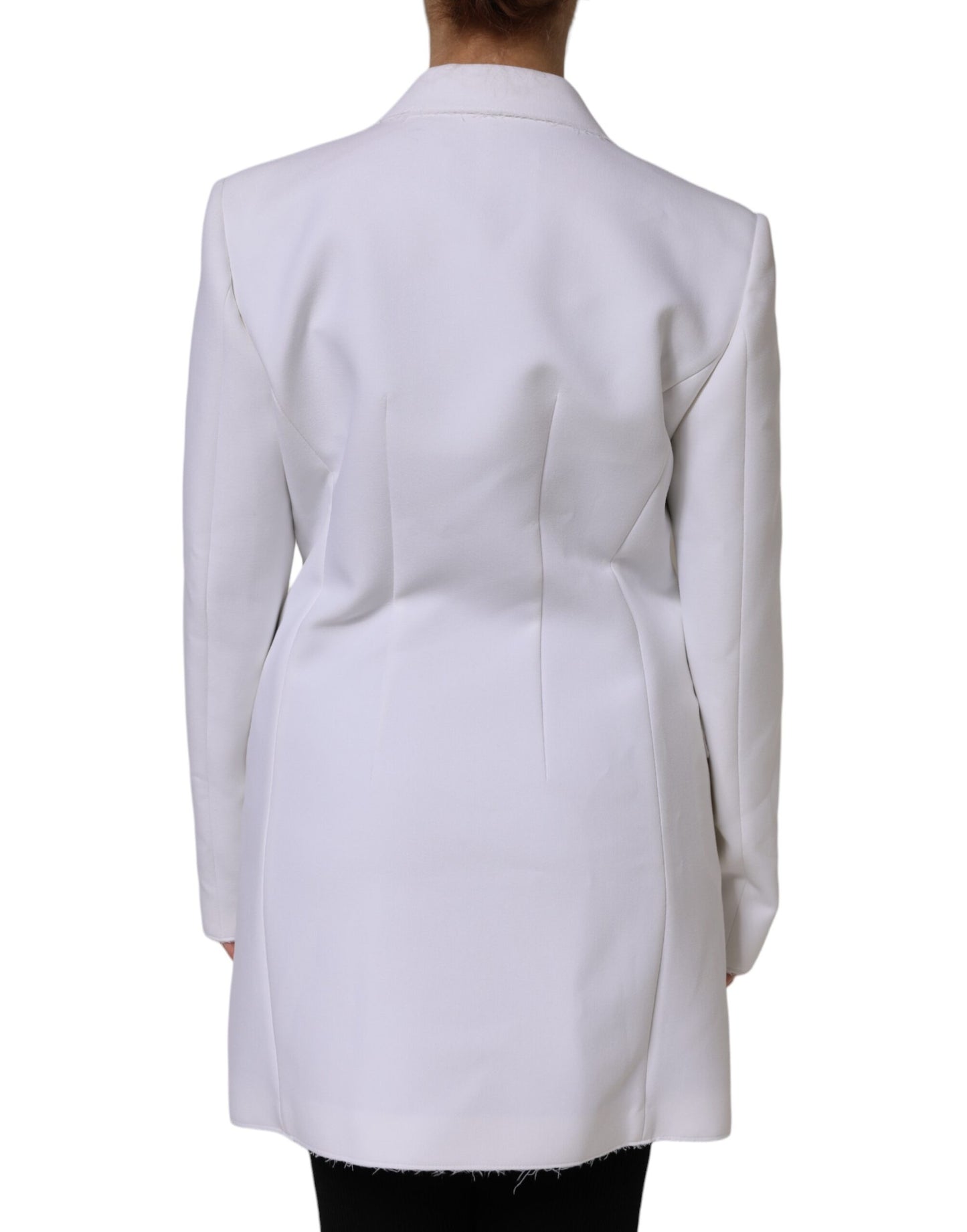MSGM White Polyester Long Sleeves Ruffled Wrap Jacket MSGM