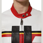 Dolce & Gabbana Multicolor Leather Biker Full Zip Coat Jacket