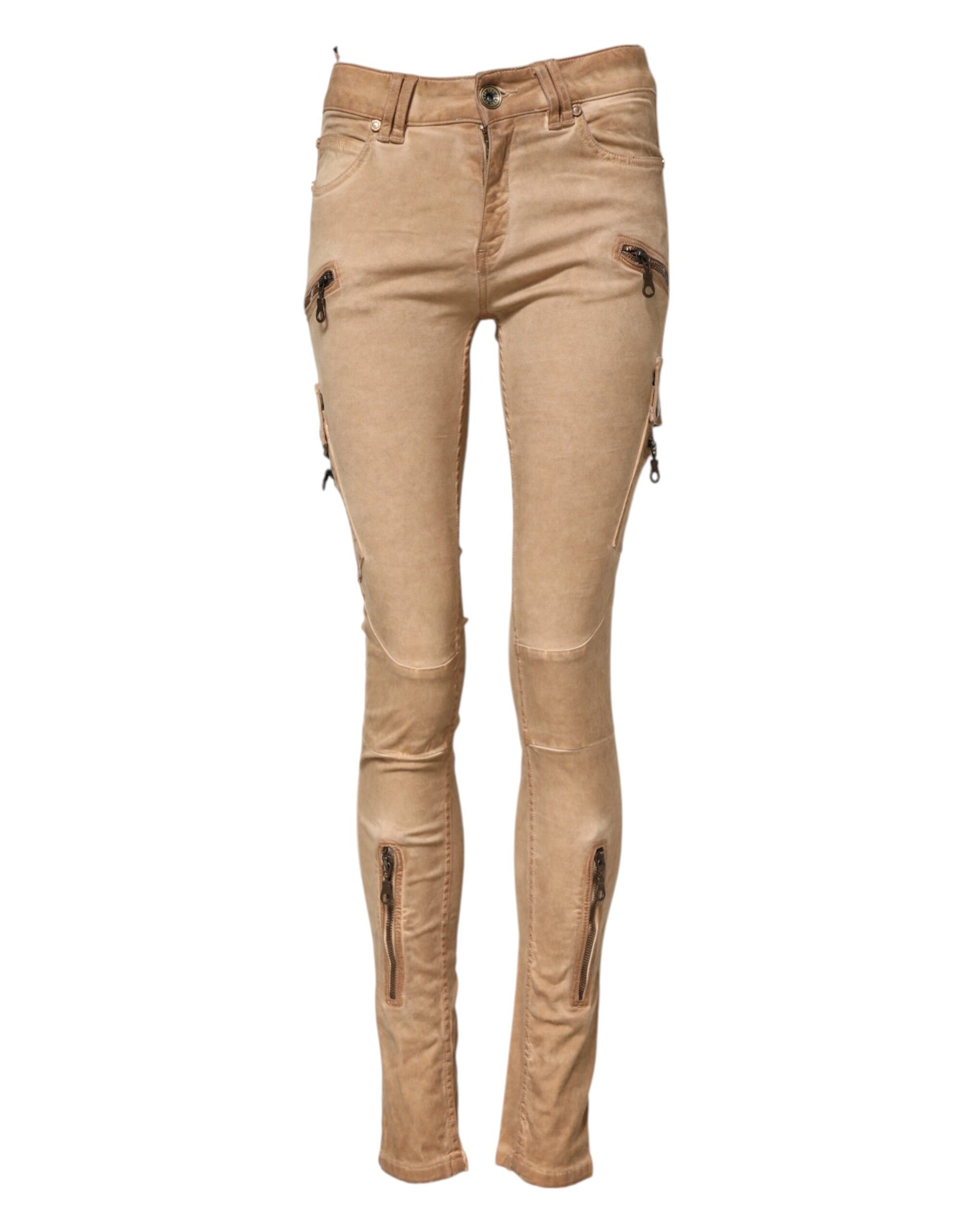 PLEIN SUD Brown Cotton Mid Waist Skinny Denim Jeans PLEIN SUD