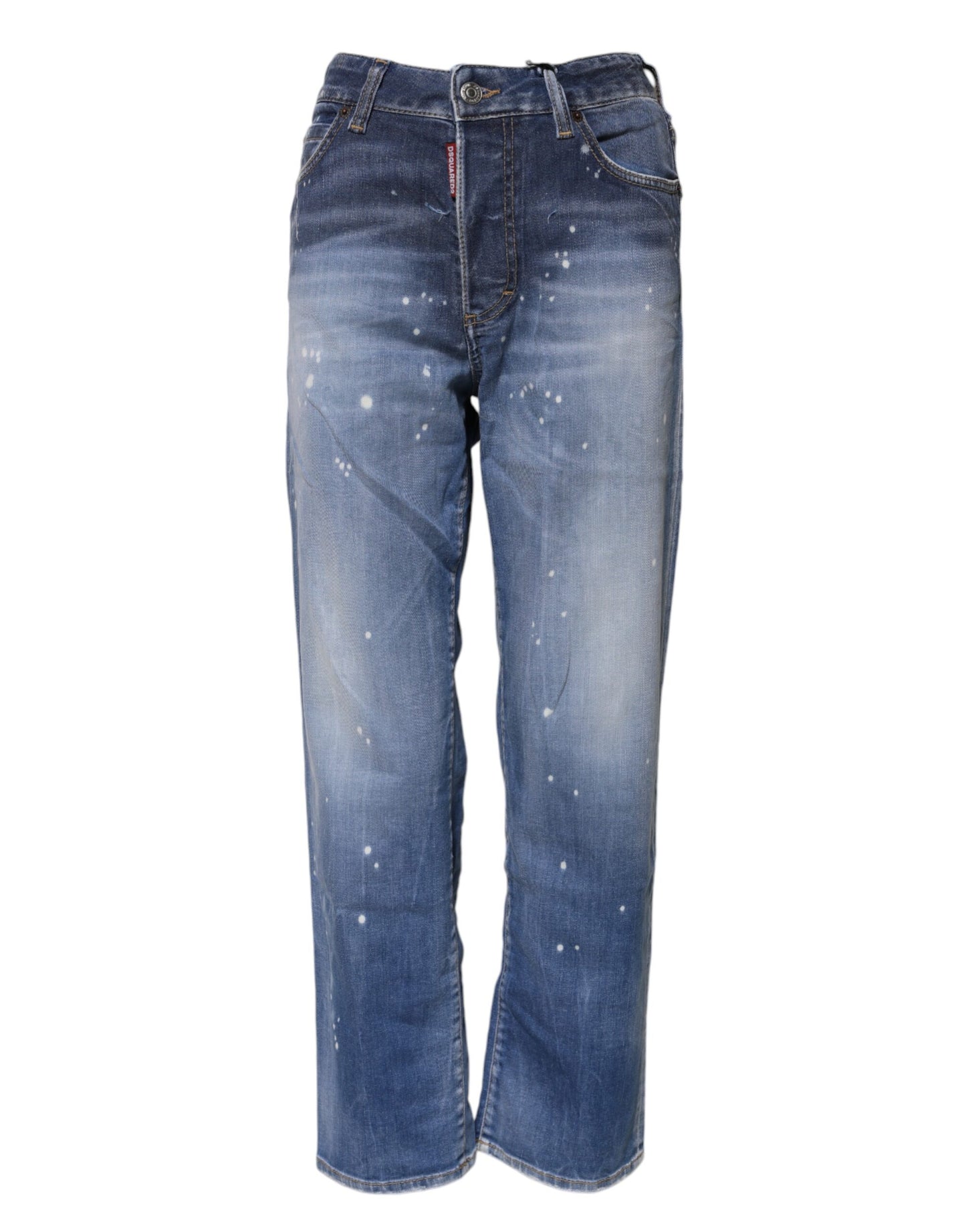 Dsquared² Blue Washed Cotton Mid Waist Straight Jeans Dsquared²