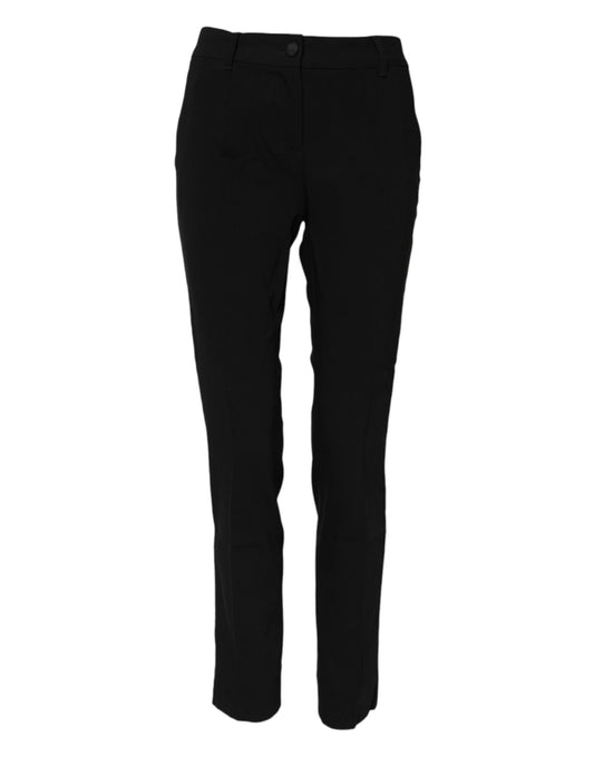 Dolce & Gabbana Black Wool Mid Waisted Tapered Dress Pants Dolce & Gabbana