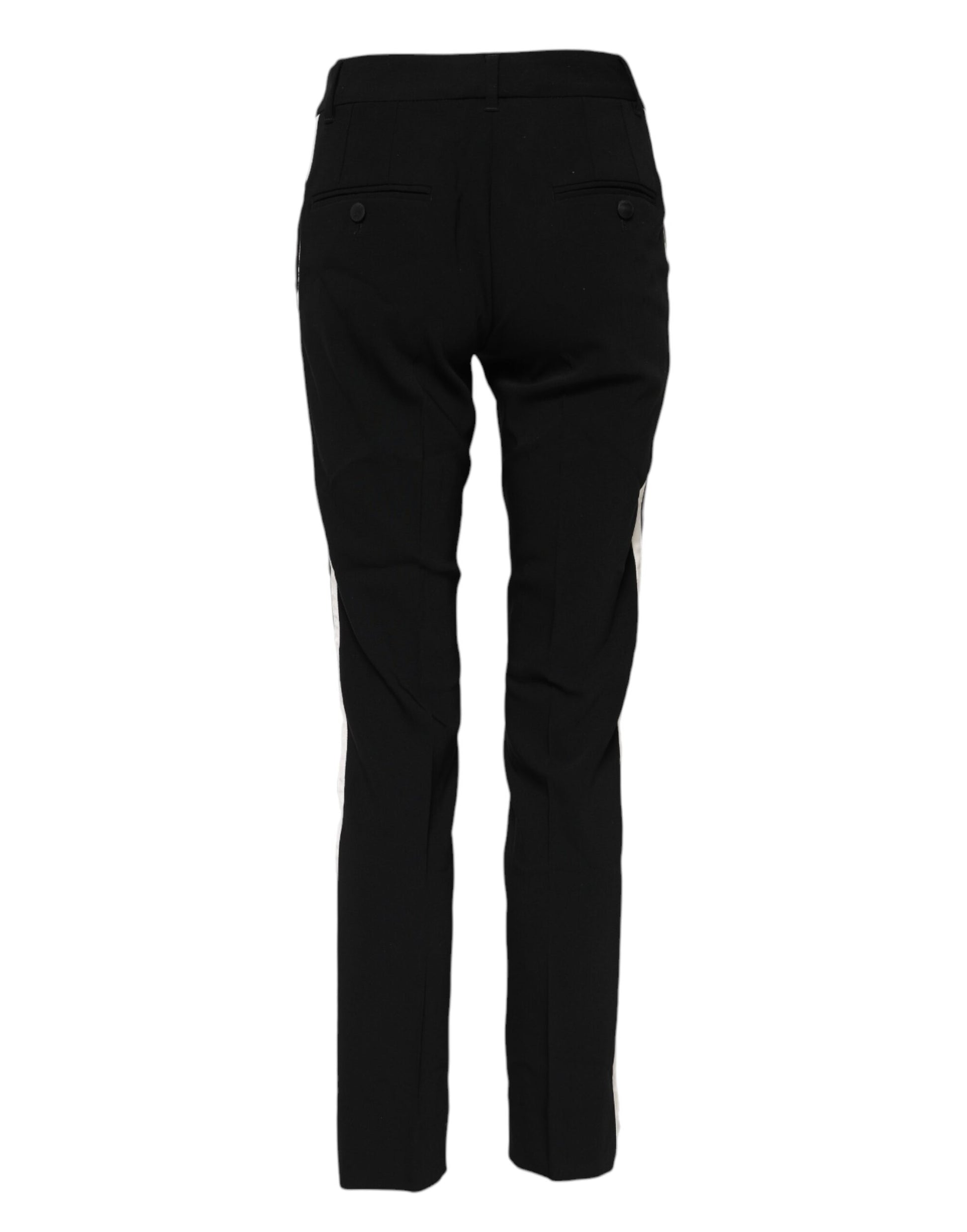 Dolce & Gabbana Black Wool Mid Waisted Tapered Dress Pants Dolce & Gabbana