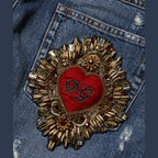 Dolce & Gabbana Blue Cotton Tattered Boyfriend Denim Jeans