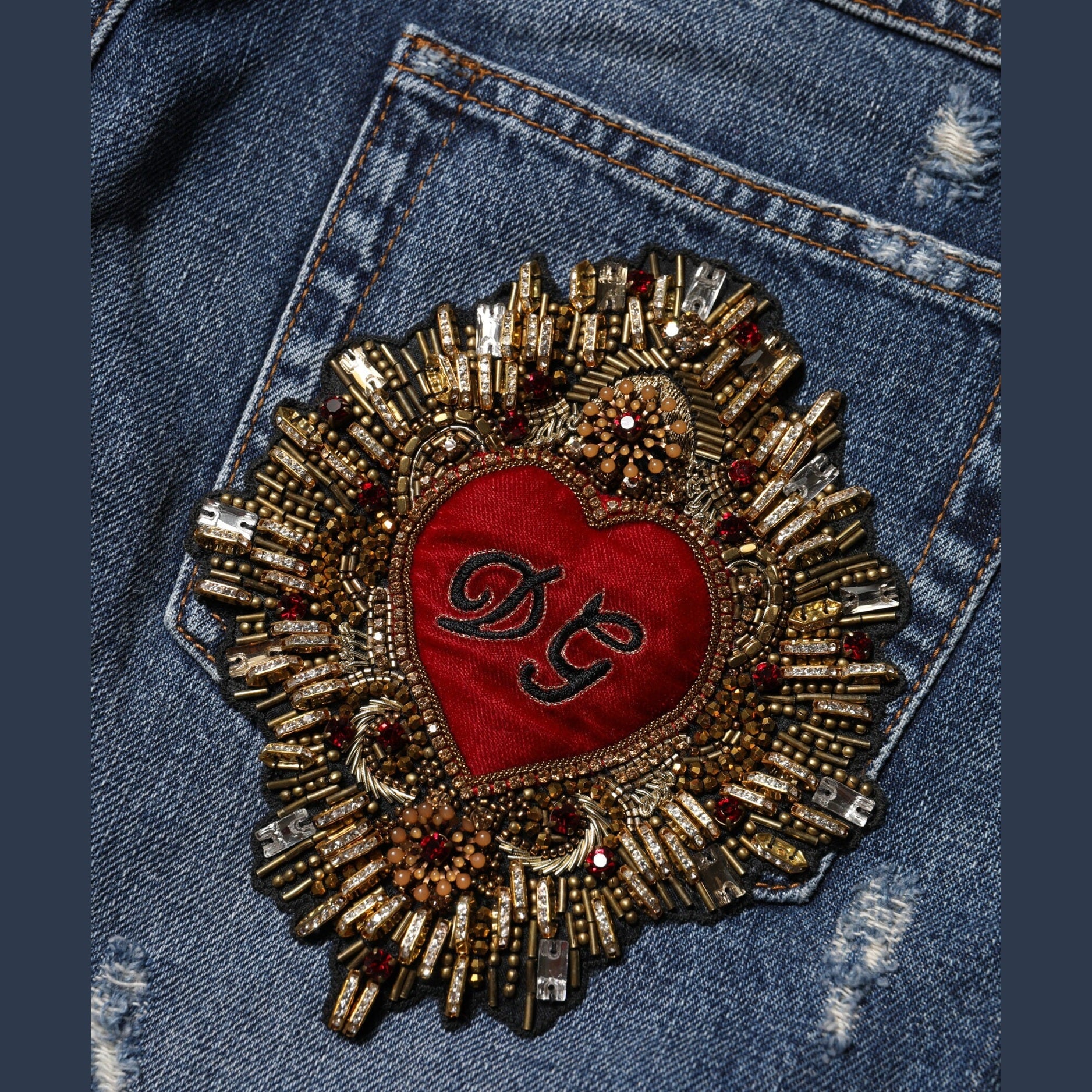Dolce & Gabbana Blue Cotton Tattered Boyfriend Denim Jeans