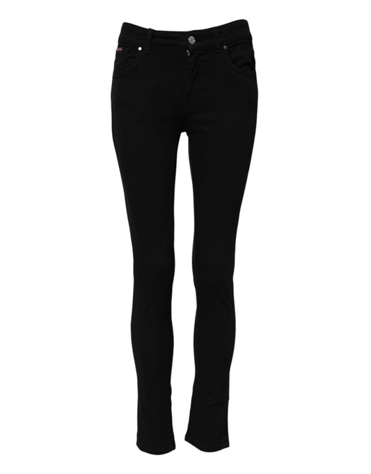 Dolce & Gabbana Black Skinny Cotton Mid Waisted Denim Jeans Dolce & Gabbana