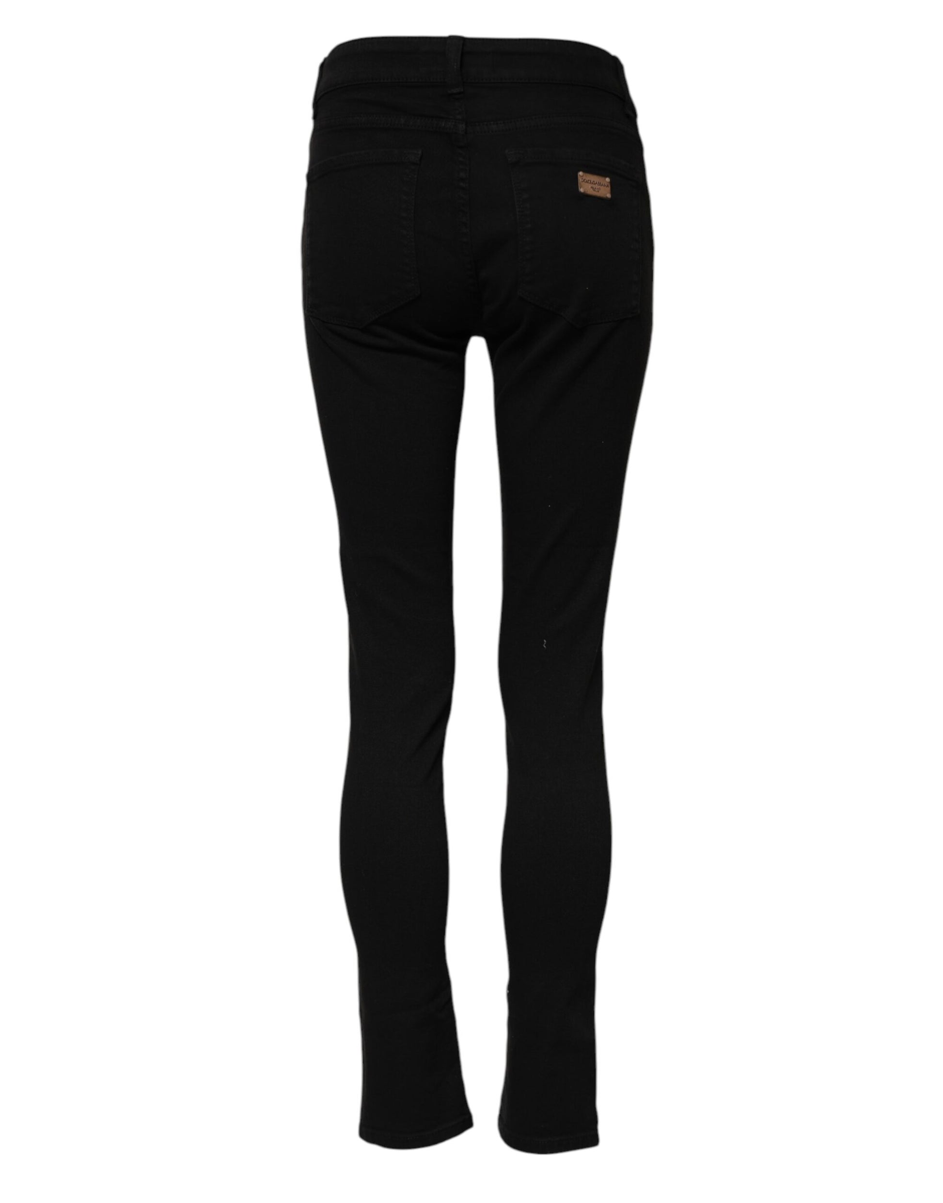 Dolce & Gabbana Black Skinny Cotton Mid Waisted Denim Jeans Dolce & Gabbana