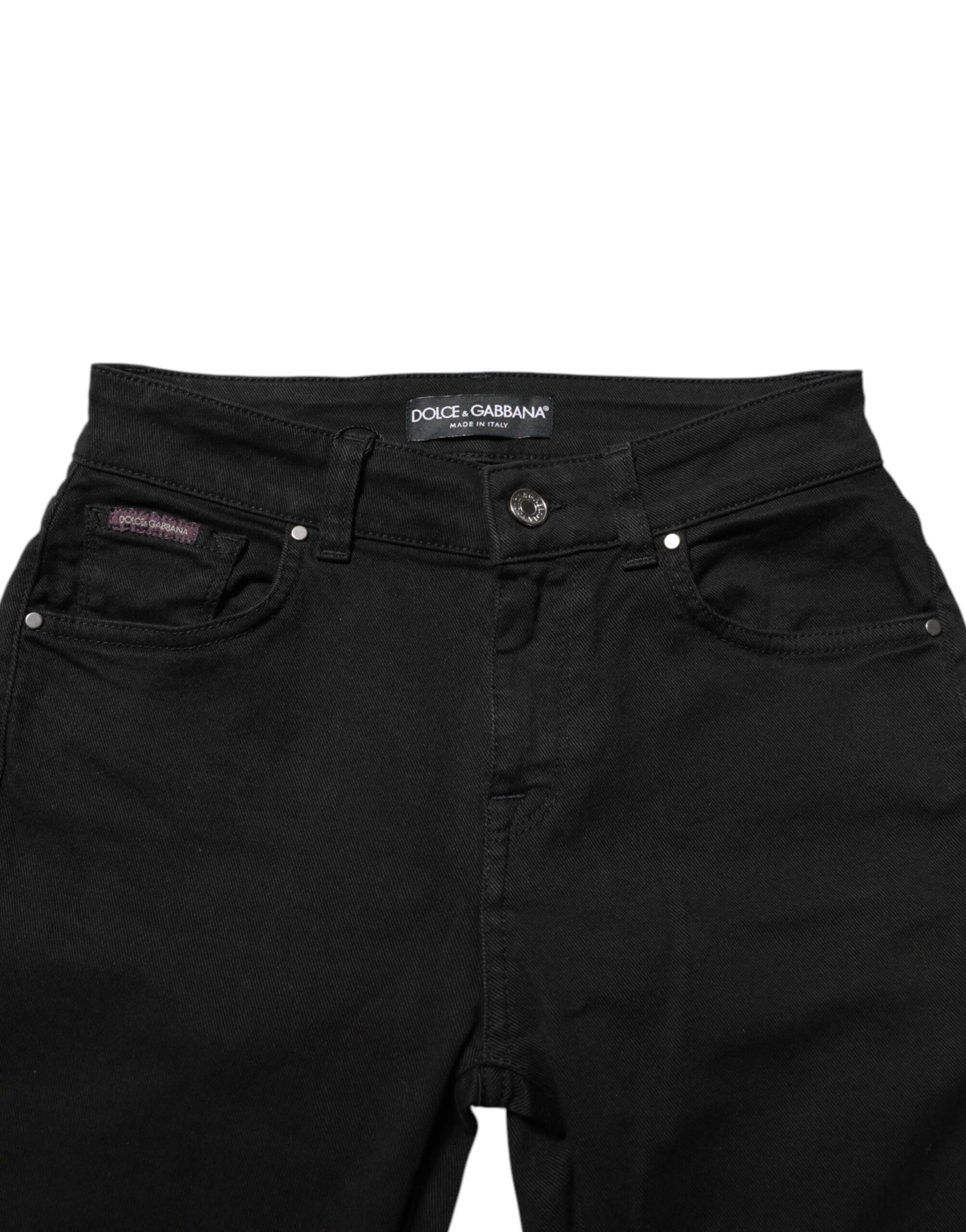 Dolce & Gabbana Black Skinny Cotton Mid Waisted Denim Jeans Dolce & Gabbana