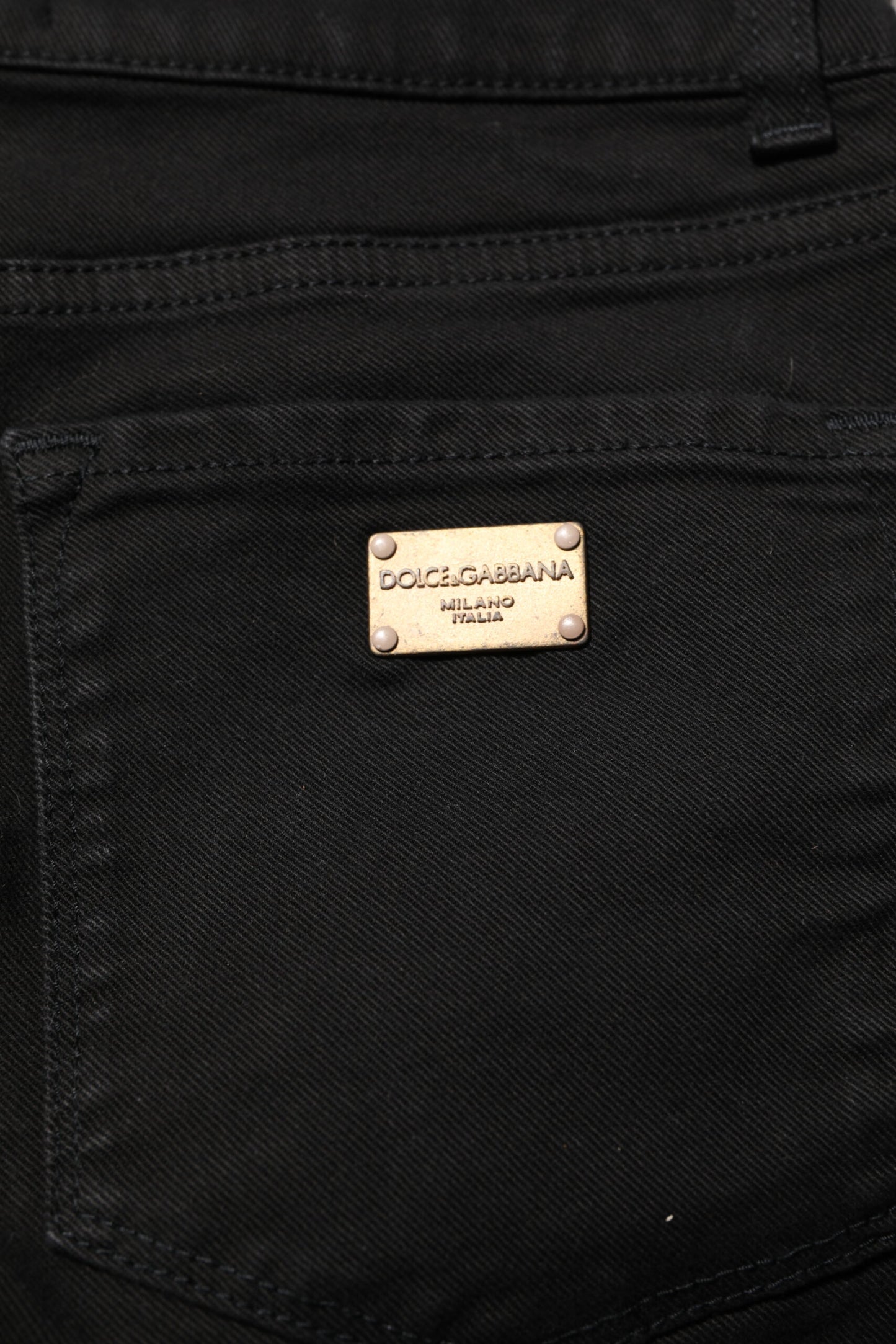 Dolce & Gabbana Black Skinny Cotton Mid Waisted Denim Jeans Dolce & Gabbana