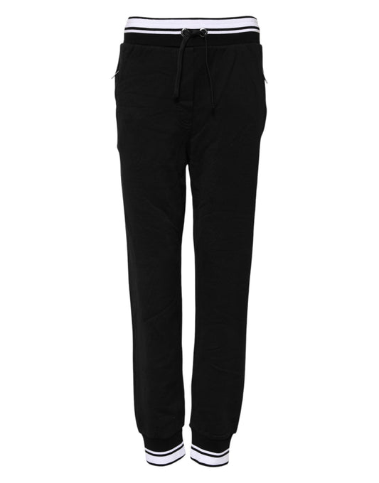 Dolce & Gabbana Black Cotton Mid Waist Jogger Pants Dolce & Gabbana