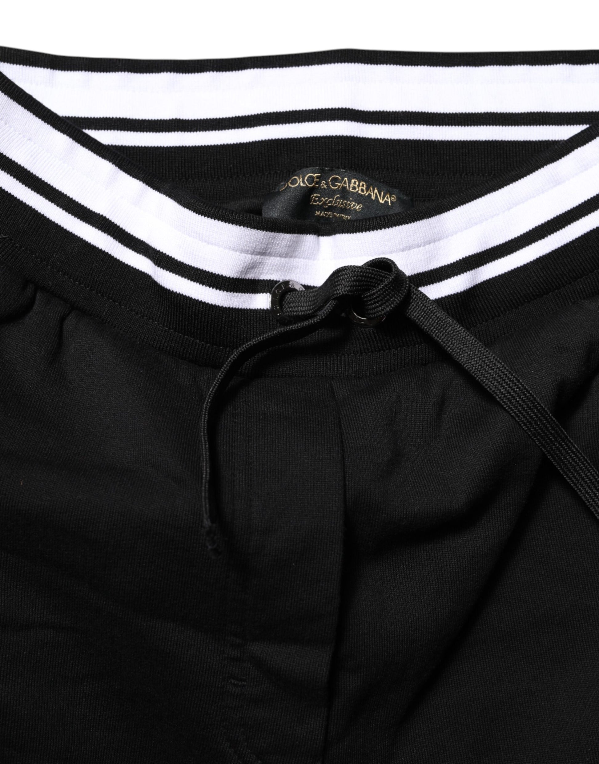 Dolce & Gabbana Black Cotton Mid Waist Jogger Pants Dolce & Gabbana