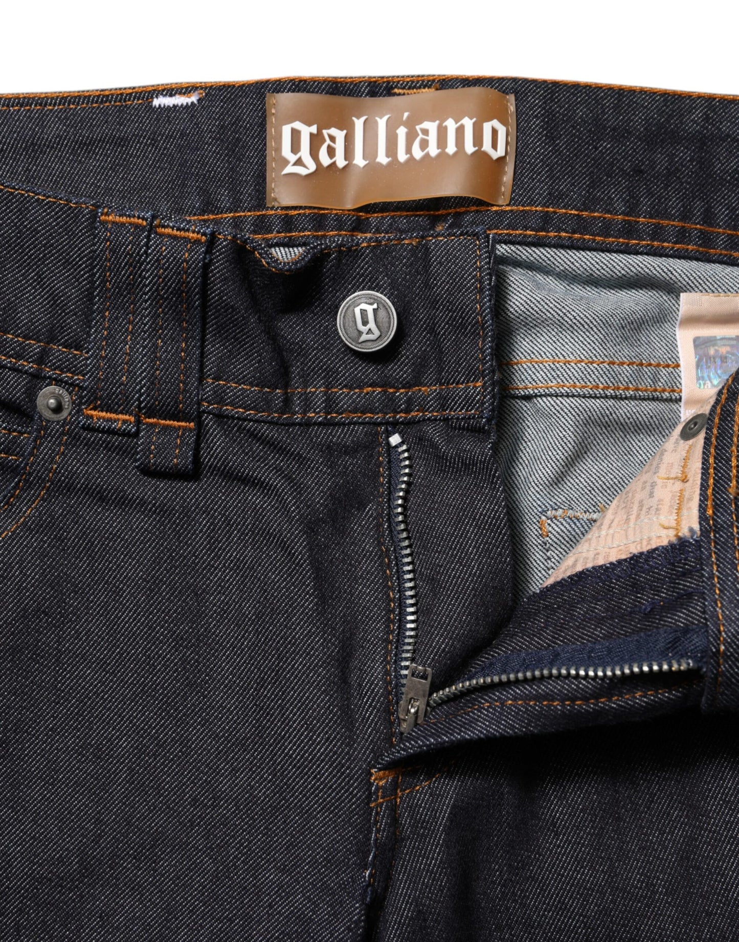 John Galliano Blue Mid Waist Cotton Wide Leg Denim Jeans John Galliano