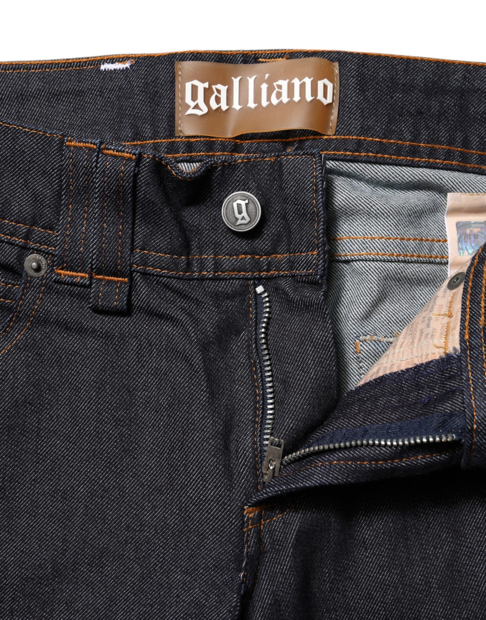 John Galliano Blue Mid Waist Cotton Wide Leg Denim Jeans John Galliano