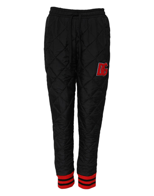 Dolce & Gabbana Black Quilted Mid Waist Jogger Pants Dolce & Gabbana